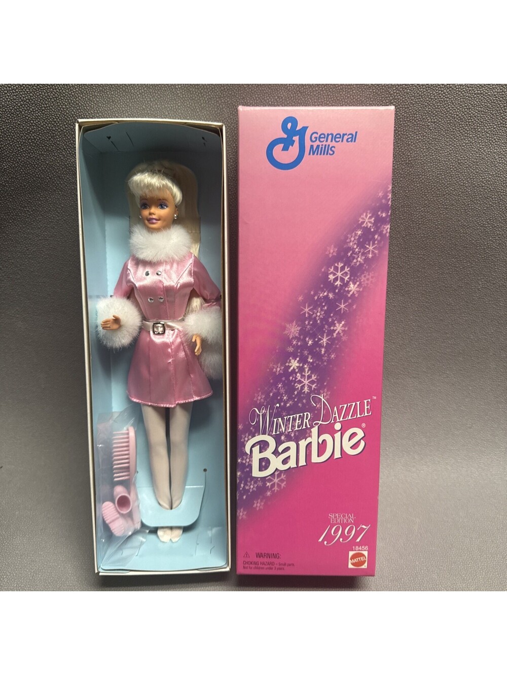 Mattel Winter Dazzle Barbie Doll 1997 Special Edition General Mills 18456 Pink